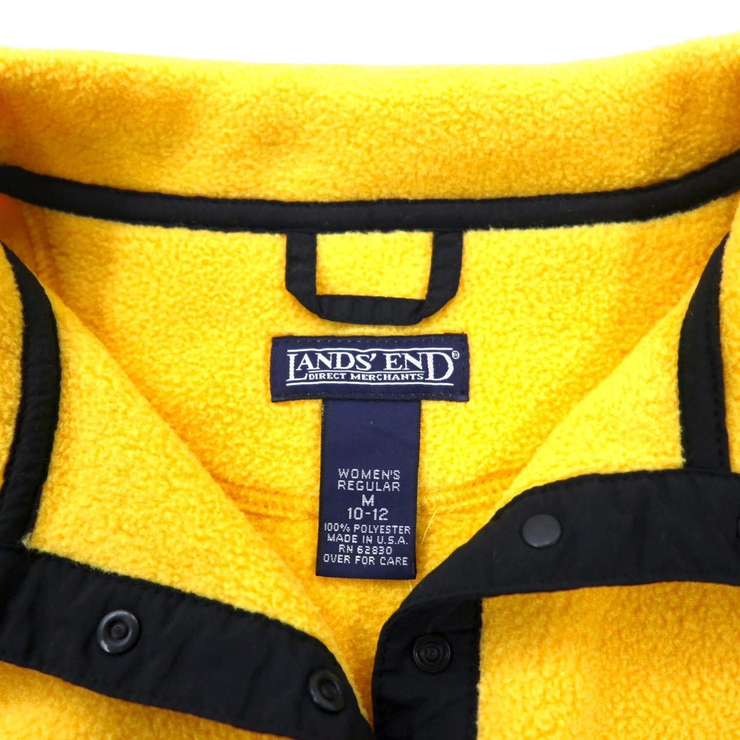 LANDS' END USA製 ビッグサイズ ハーフスナップT フリースジャケット M イエロー POLARTEC ポリエステル