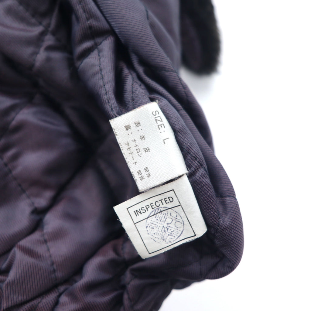 90s Vallemosso Shawl Collar Double-breasted Shearling Jacket L Black Sheepskin Lambskin Quilted Liner Detachable Collar