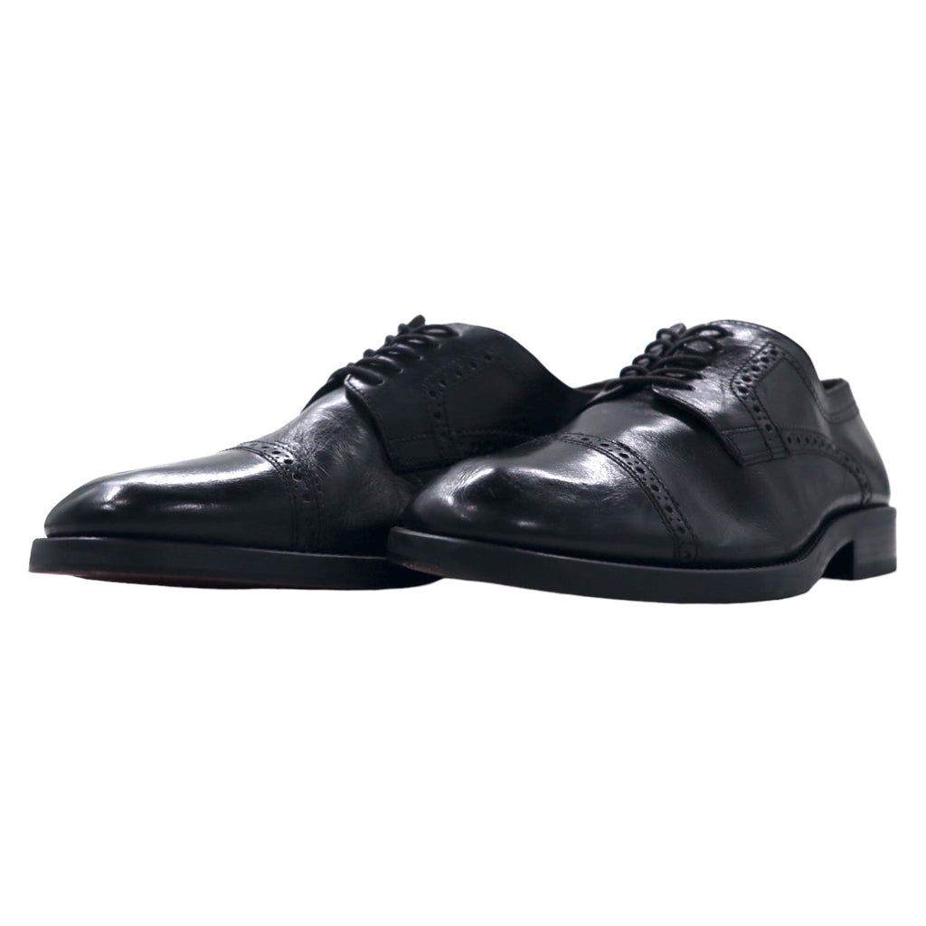 Sir Edward Italian made dress shoes, 26.5cm, black leather, quarter brogue, straight tip
