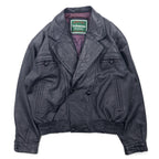 90s Vallemosso Shawl Collar Double-breasted Shearling Jacket L Black Sheepskin Lambskin Quilted Liner Detachable Collar