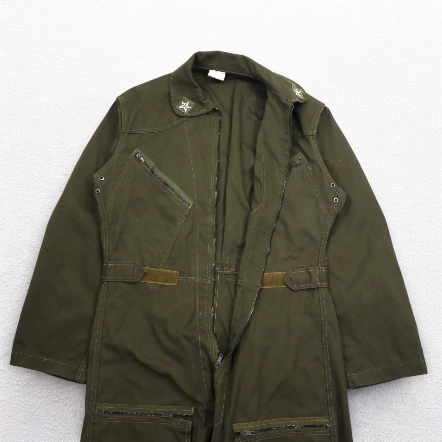 イタリア軍 MILITARE フライト ジャンプスーツ ツナギ オールインワン M カーキ コットン ミリタリー