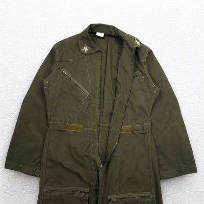 イタリア軍 MILITARE フライト ジャンプスーツ ツナギ オールインワン M カーキ コットン ミリタリー