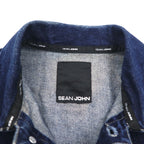 SEAN JOHN 00年代 デニムジャケット Gジャン M インディゴ ブルー ワンポイントロゴ 刺繍