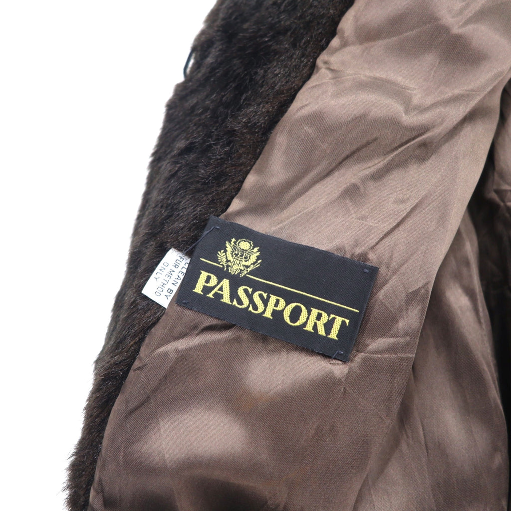 90s PASSPORT Faux Fur Coat L Brown Acrylic
