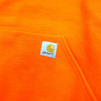 carhartt プルオーバー パーカー L オレンジ スリーブ ロゴ プリント カンガルーポケット K288