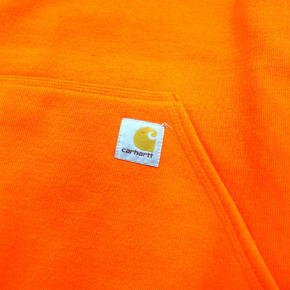 carhartt プルオーバー パーカー L オレンジ スリーブ ロゴ プリント カンガルーポケット K288