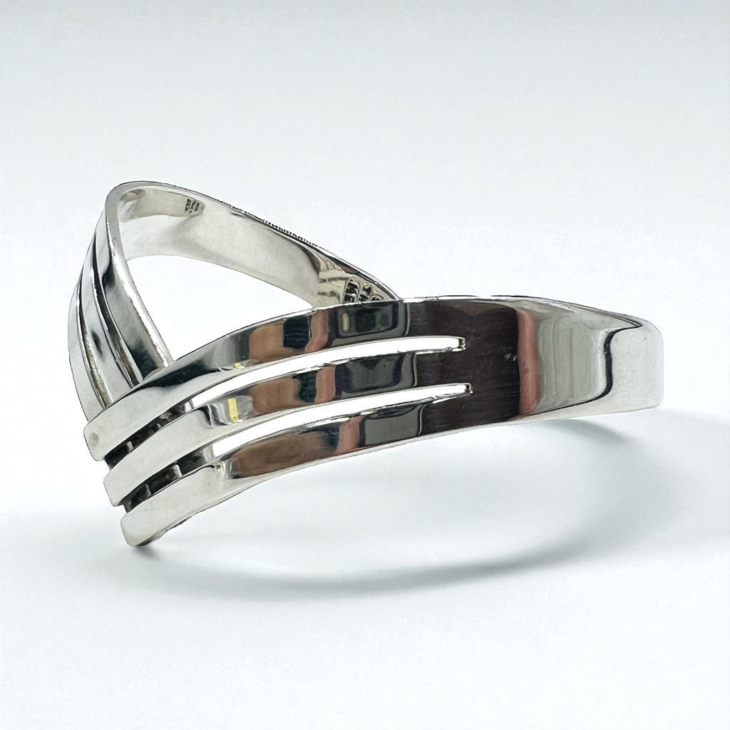 Vintage 925 Silver Cuff Bracelet Made In Mexico Mexican Jewelry V-shaped Wave Bangle Silver