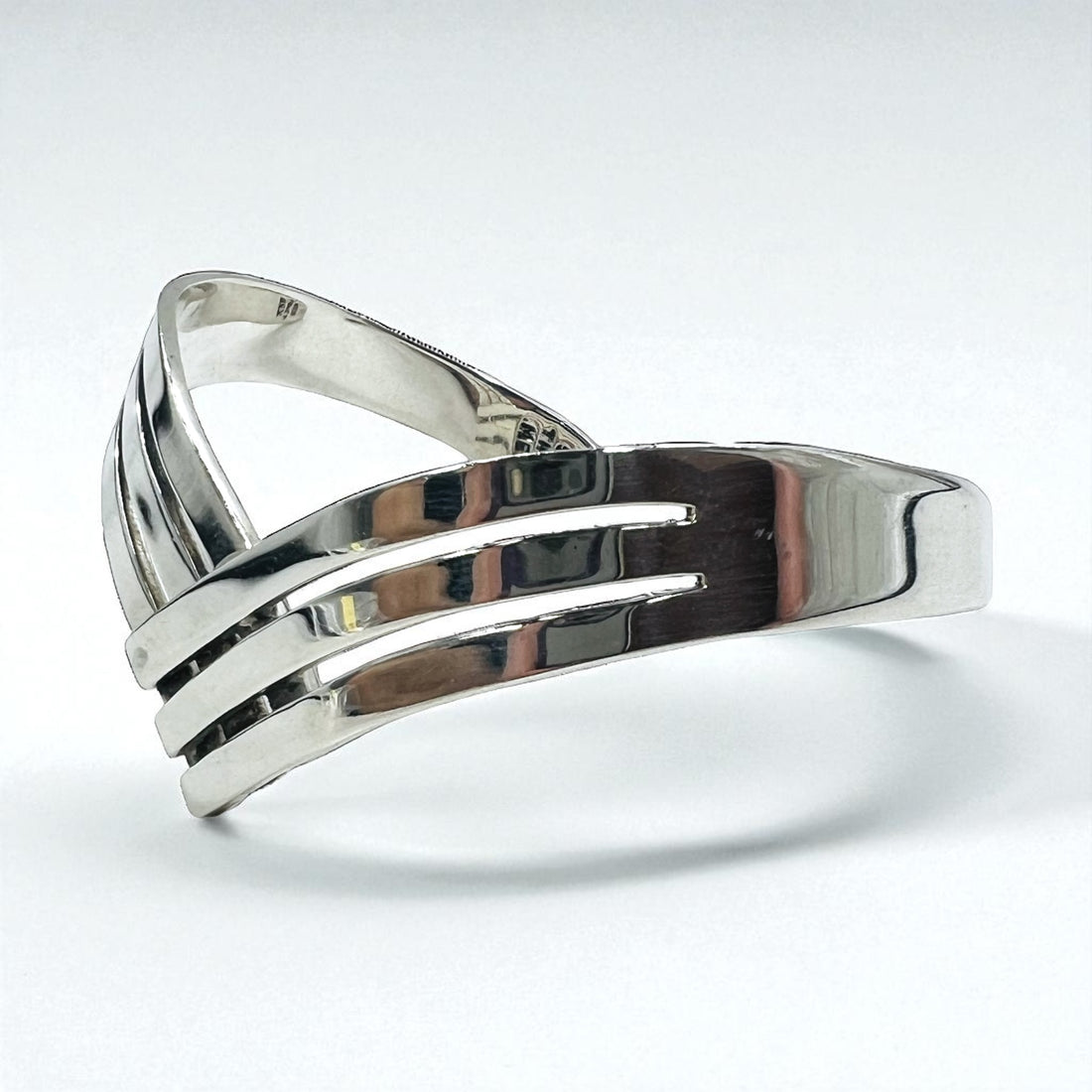 Vintage 925 Silver Cuff Bracelet Made In Mexico メキシカンジュエリー V字 ウェーブ バングル シルバー