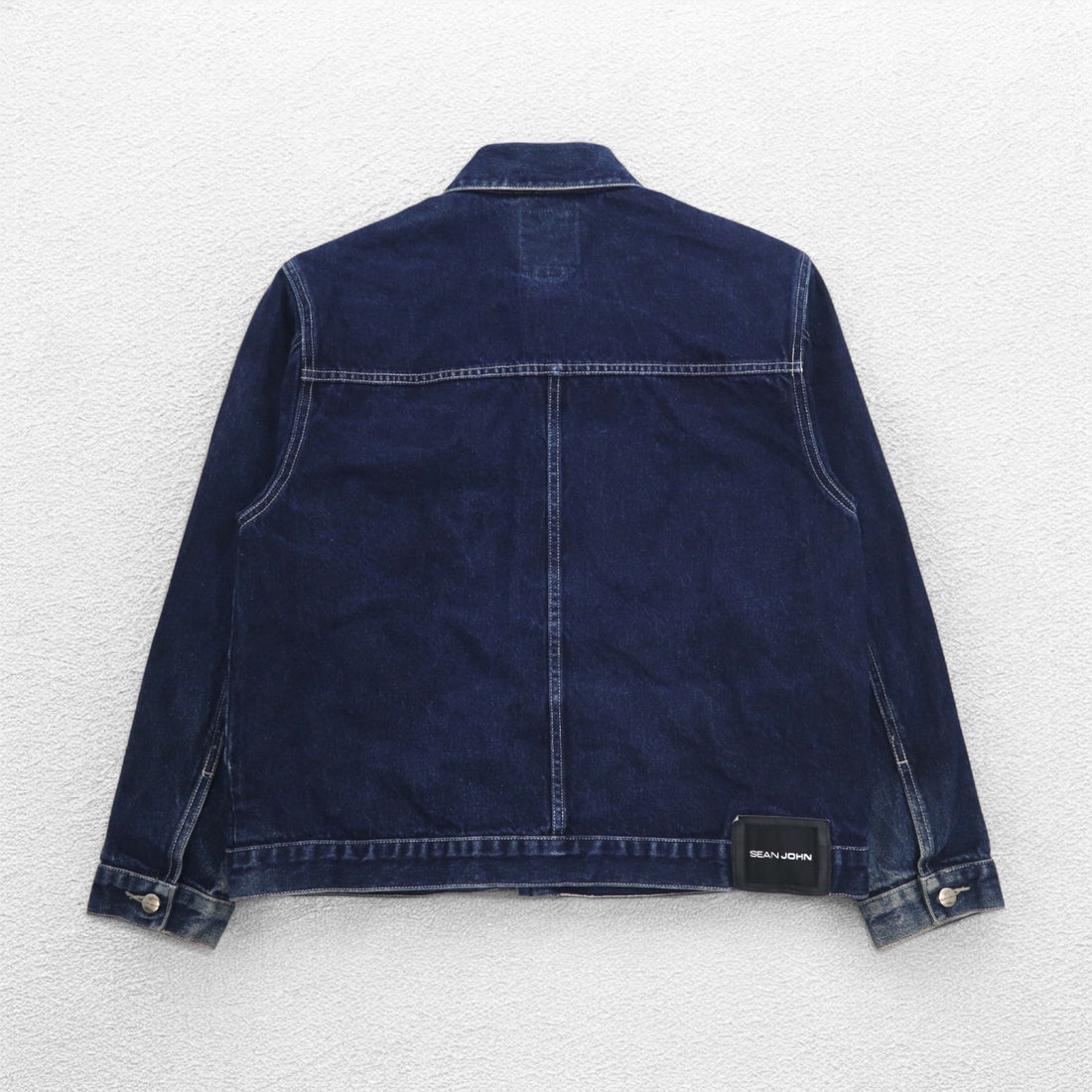 SEAN JOHN 00年代 デニムジャケット Gジャン M インディゴ ブルー ワンポイントロゴ 刺繍