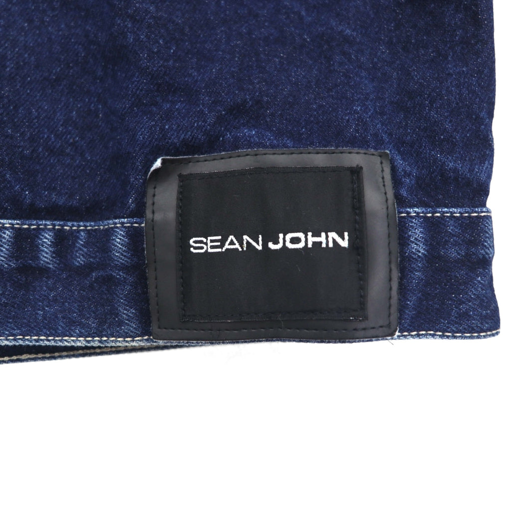 SEAN JOHN 00年代 デニムジャケット Gジャン M インディゴ ブルー ワンポイントロゴ 刺繍