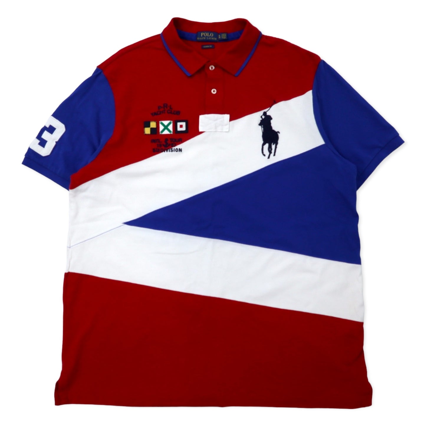 POLO RALPH  LAUREN ビッグポニー ポロシャツ XL ブルー レッド ホワイト トリコロール コットン 鹿の子 YACHT CLUB