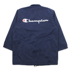 Champion 90年代 ロング コーチジャケット M ネイビー スクリプトロゴ バックプリント