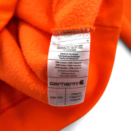 carhartt プルオーバー パーカー L オレンジ スリーブ ロゴ プリント カンガルーポケット K288