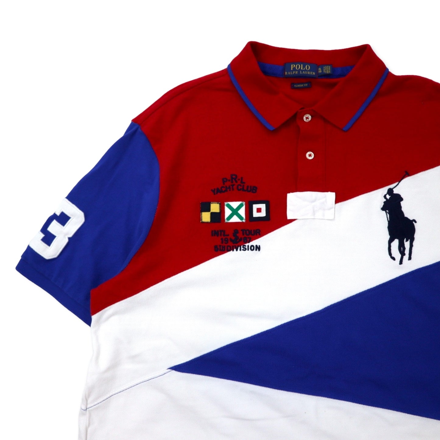 POLO RALPH  LAUREN ビッグポニー ポロシャツ XL ブルー レッド ホワイト トリコロール コットン 鹿の子 YACHT CLUB