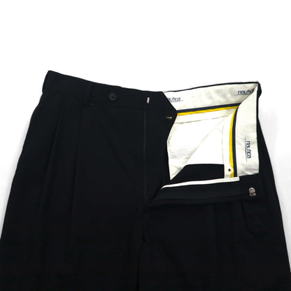 nautica 90年代 Super 100's 2タック ワイド スラックスパンツ L ブラック ウール