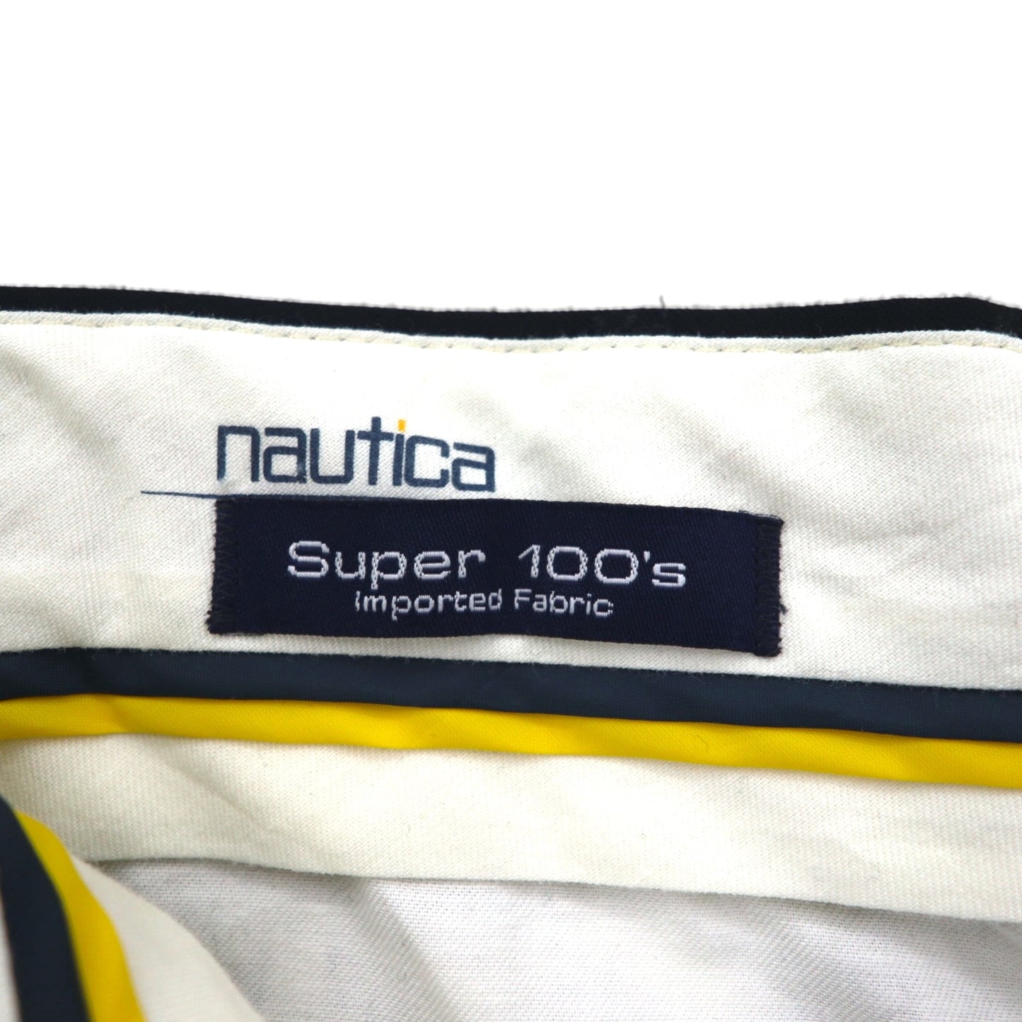 nautica 90年代 Super 100's 2タック ワイド スラックスパンツ L ブラック ウール