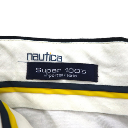 nautica 90年代 Super 100's 2タック ワイド スラックスパンツ L ブラック ウール