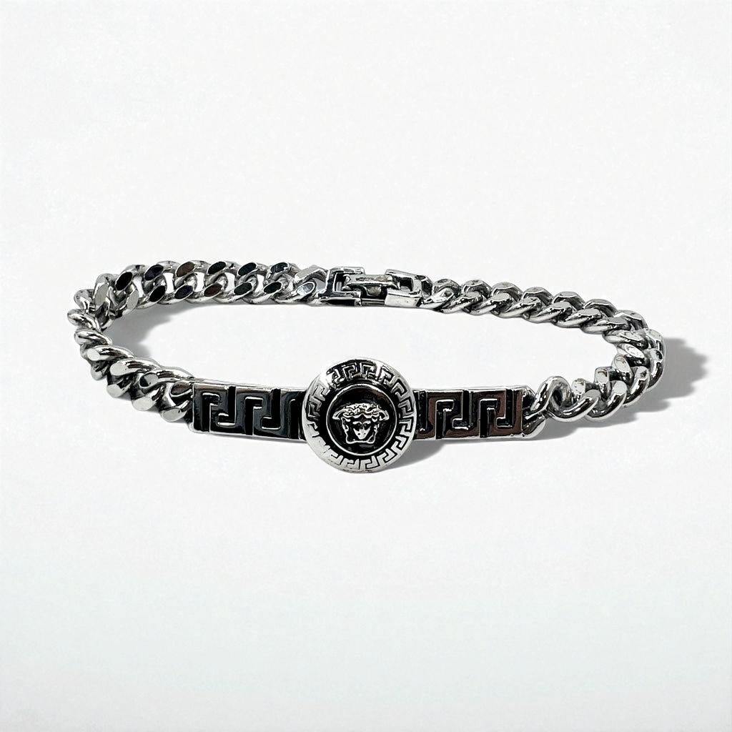 VERSACE Vintage Medusa Kihei Chain Bracelet Silver Made in Italy