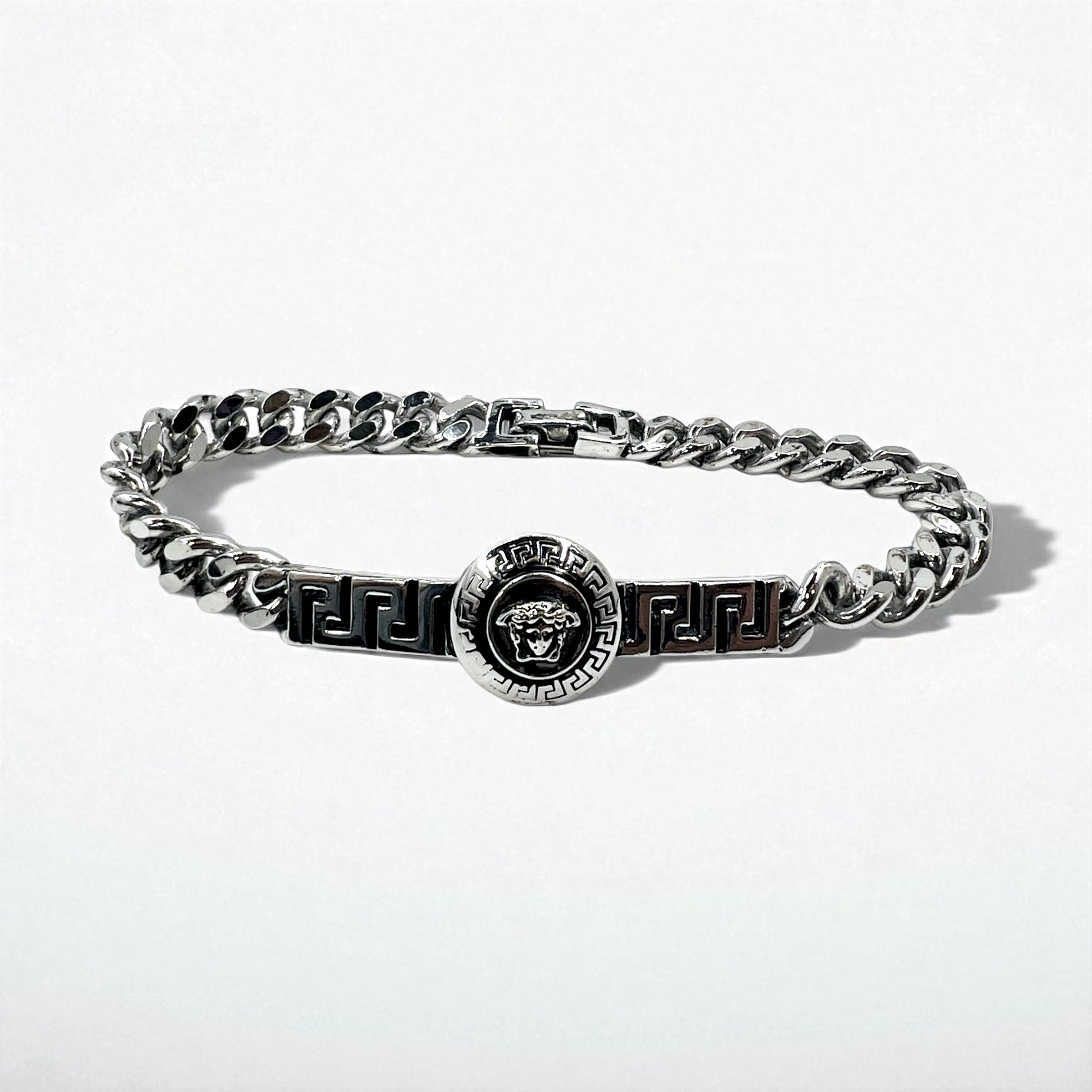 VERSACE Vintage Medusa Kihei Chain Bracelet Silver Made in Italy