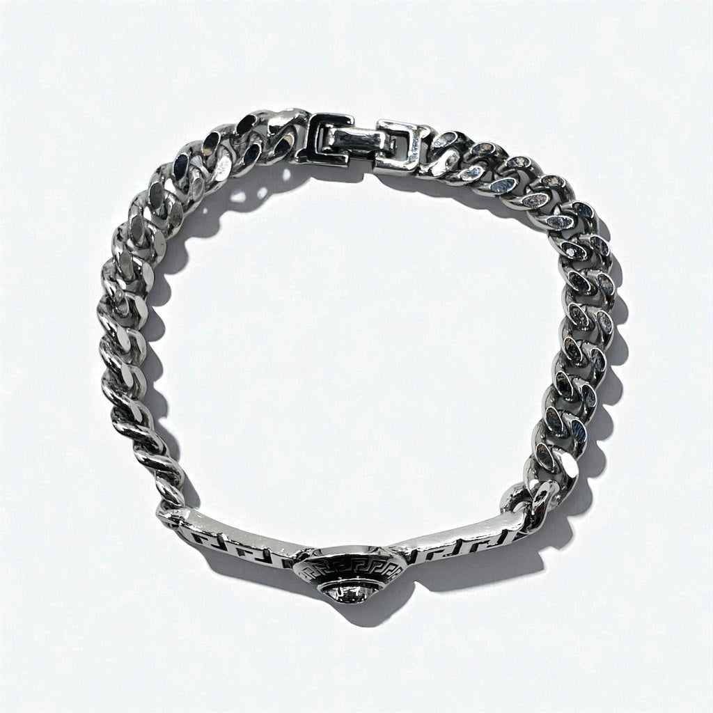 VERSACE Vintage Medusa Kihei Chain Bracelet Silver Made in Italy