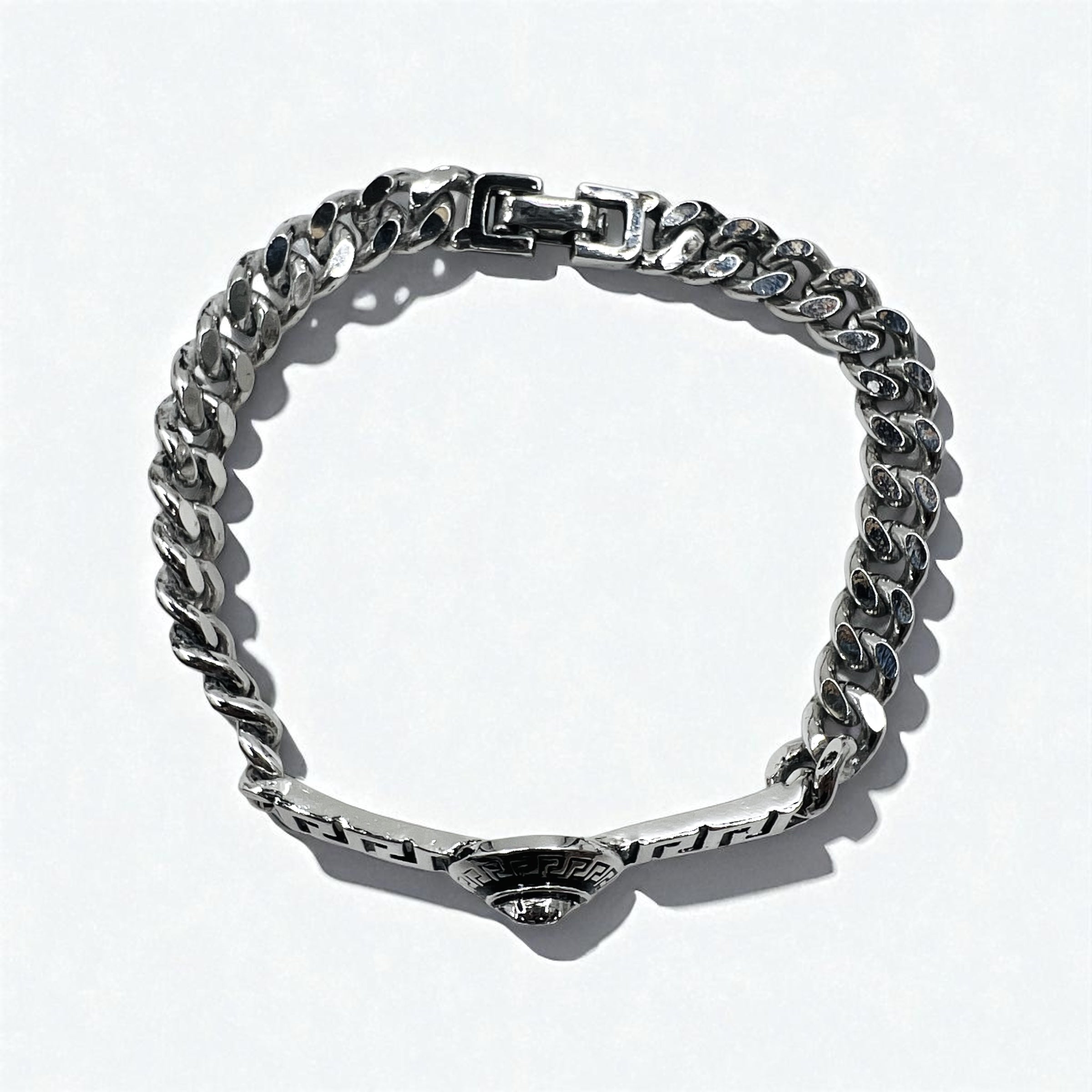 VERSACE Vintage Medusa Kihei Chain Bracelet Silver Made in Italy