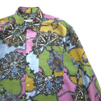Vintage 90s Retro Shirt KABUL 90s all-over print polyester shirt 2XL khaki polyester retro