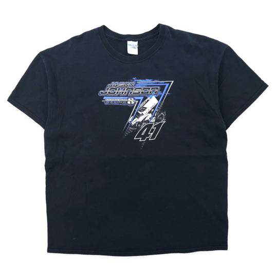 日本然リトテ-古着オンライン-GILDAN レーシングカー 両面プリント Tシャツ XL ブラック コットン JASON JOHNSON ビッグサイズ-