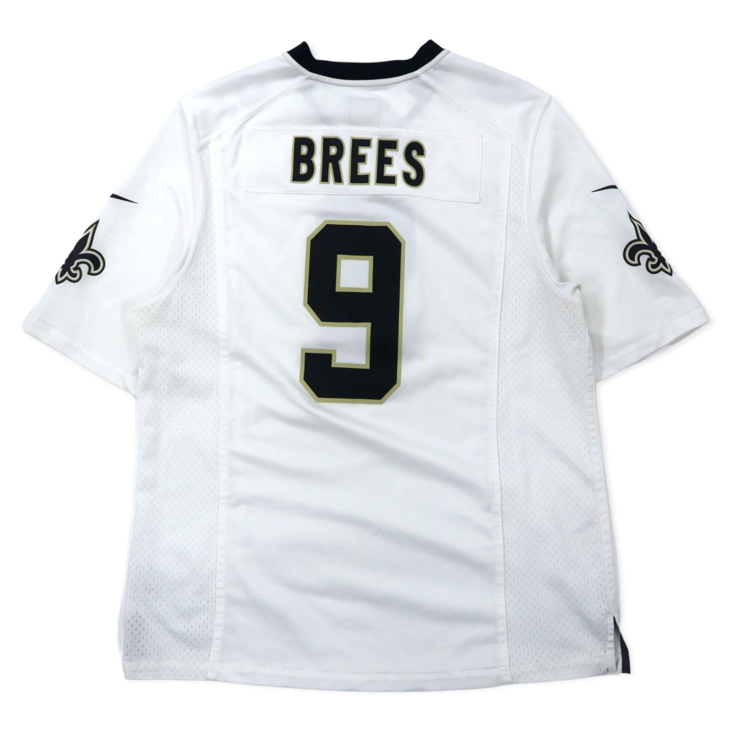 NIKE ゲームシャツ L ホワイト ポリエステル メッシュ NFL ニューオリンズ セインツ ナンバリング BREES