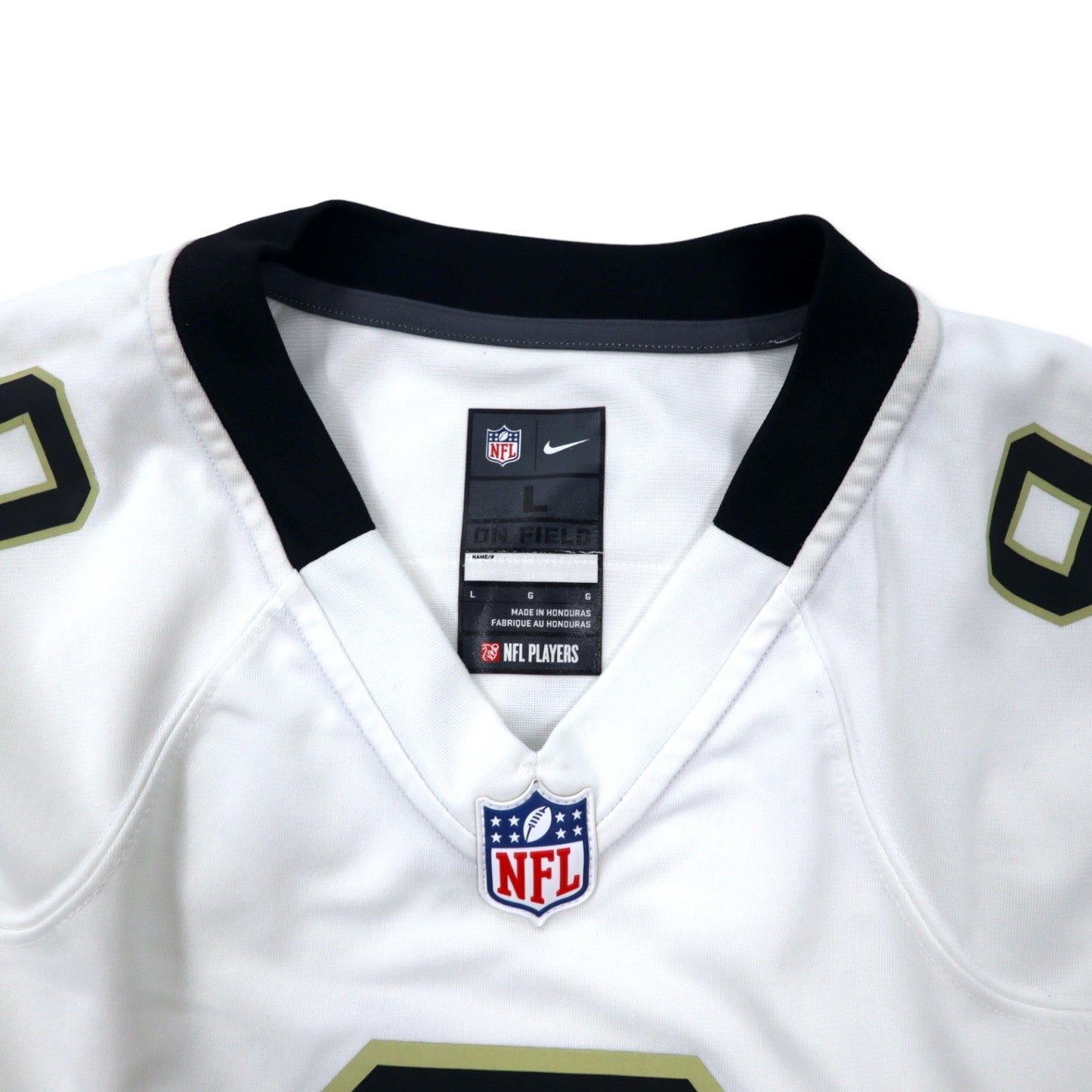 NIKE ゲームシャツ L ホワイト ポリエステル メッシュ NFL ニューオリンズ セインツ ナンバリング BREES