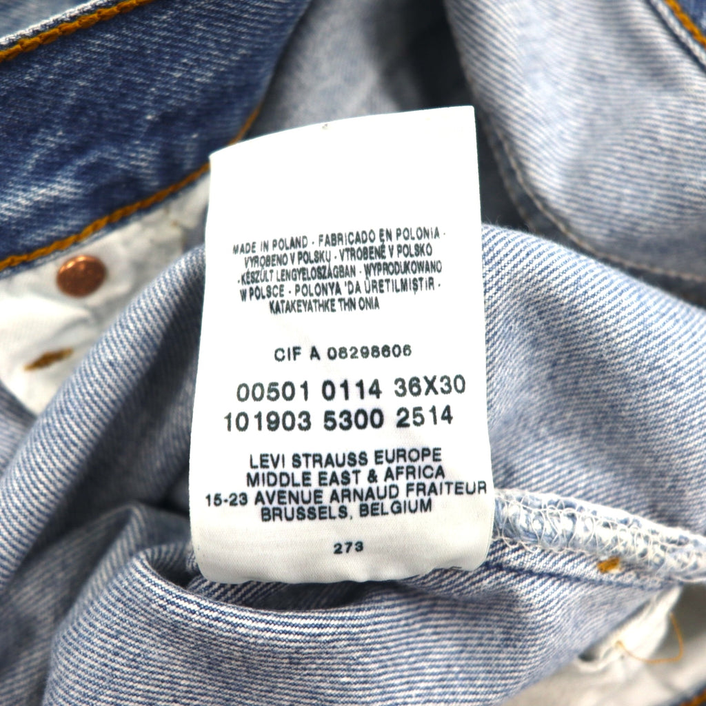 Levi's 00s Euro Levi's 501 Denim Pants, Size L, Indigo and Blue, Button Fly, 00501 0114, Made in Poland