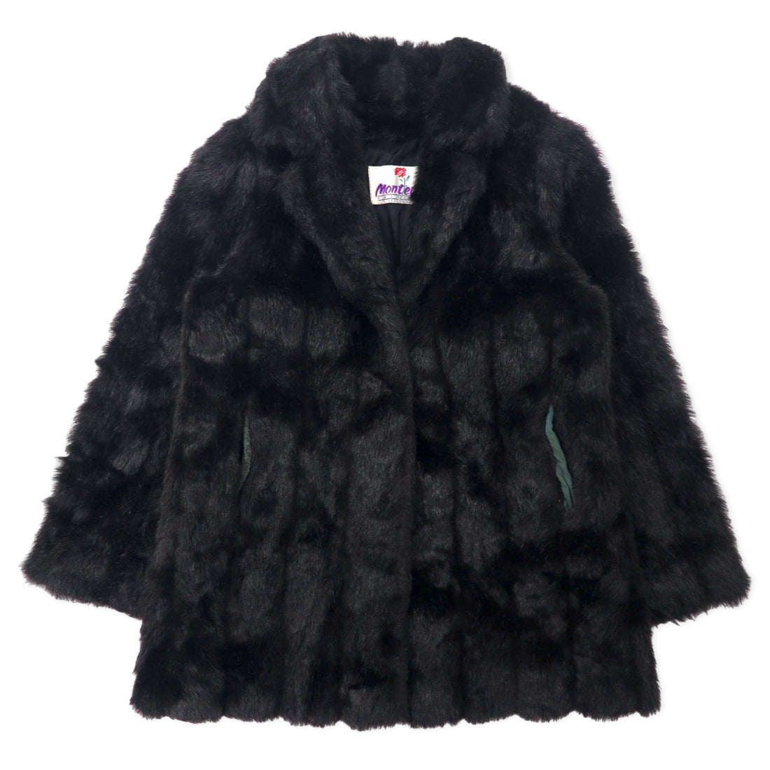 日本然リトテ-古着オンライン-Monterey USA製 90年代 フェイクファージャケット ファーコート 10 ブラック アクリル-MONTEREY USA MADE 90s Monterey Fur Jacket 10 Black Acrylic