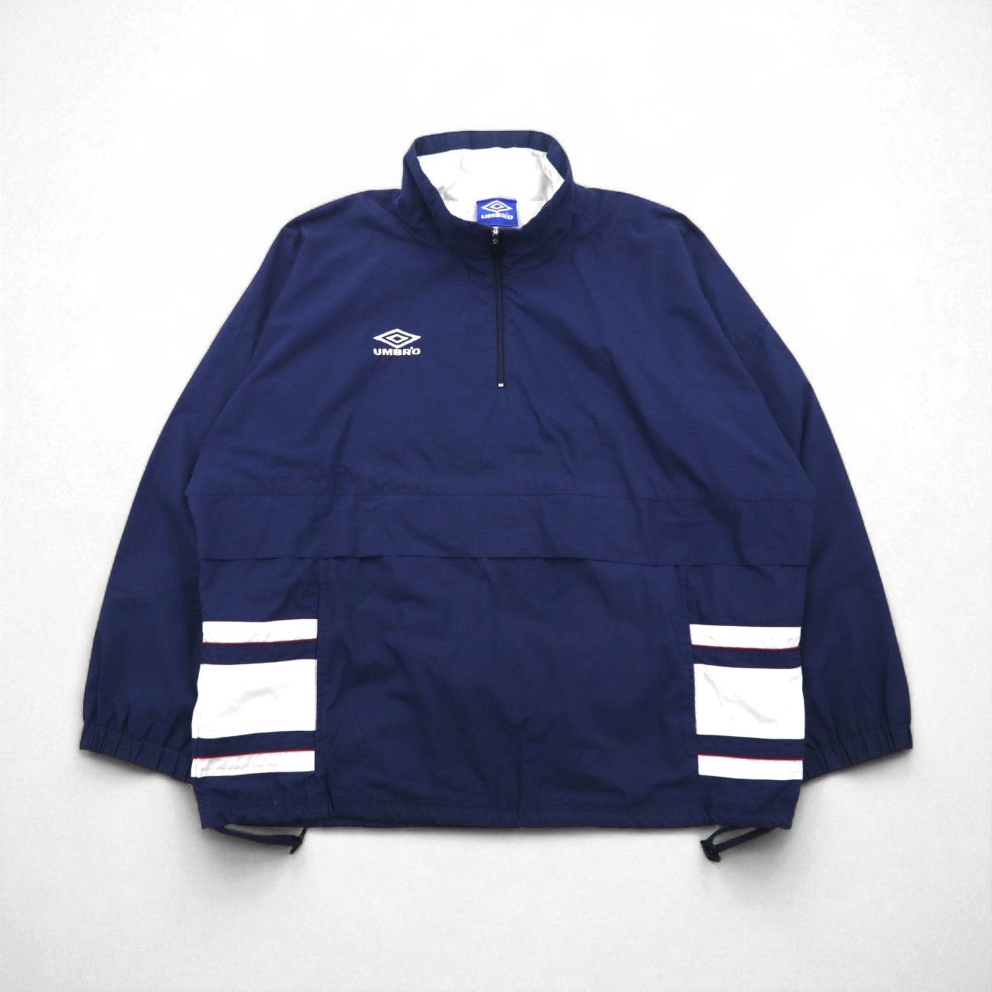 UMBRO 00s Half-Zip Anorak Jacket, XL, Navy, One-Point Logo, Kangaroo Pocket