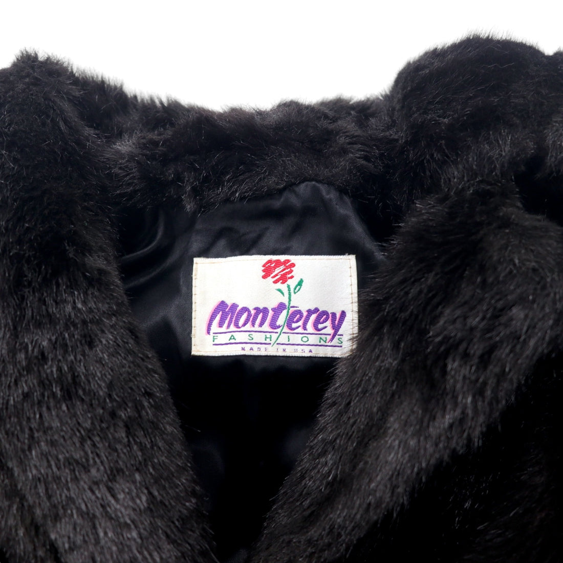 Monterey USA製 90年代 フェイクファージャケット ファーコート 10 ブラック アクリル