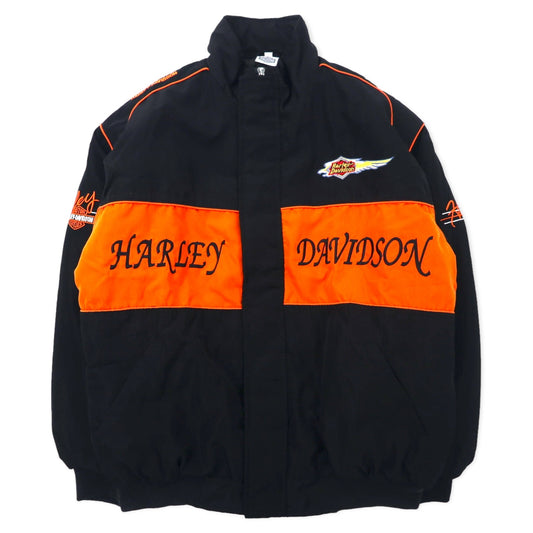 HARLEY DAVIDSON レーシングジャケット L ブラック ナイロン ロゴ刺繍