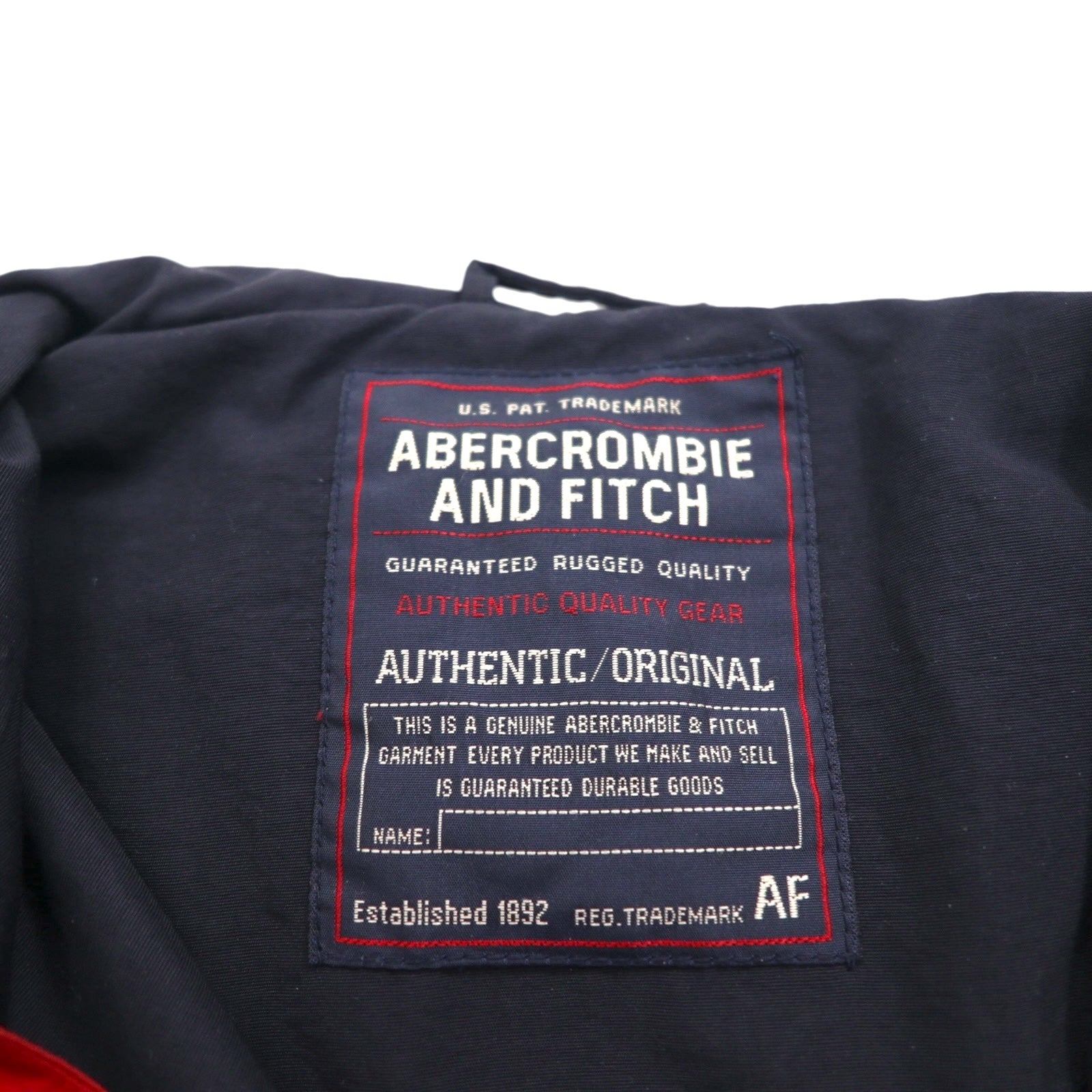 ABERCROMBIE AND FITCH 90s Mountain Parka XL Red Navy Double Zip Drawcord