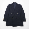 BURBERRY Peak Lapel Double-Breasted Tailored Jacket, Size M, Navy Gabardine, Gold Buttons, Wool, Made in Japan