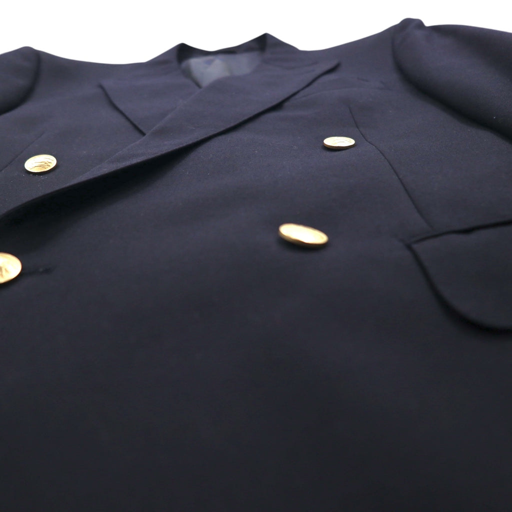 BURBERRY Peak Lapel Double-Breasted Tailored Jacket, Size M, Navy Gabardine, Gold Buttons, Wool, Made in Japan