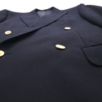 BURBERRY Peak Lapel Double-Breasted Tailored Jacket, Size M, Navy Gabardine, Gold Buttons, Wool, Made in Japan