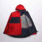 ABERCROMBIE AND FITCH 90s Mountain Parka XL Red Navy Double Zip Drawcord