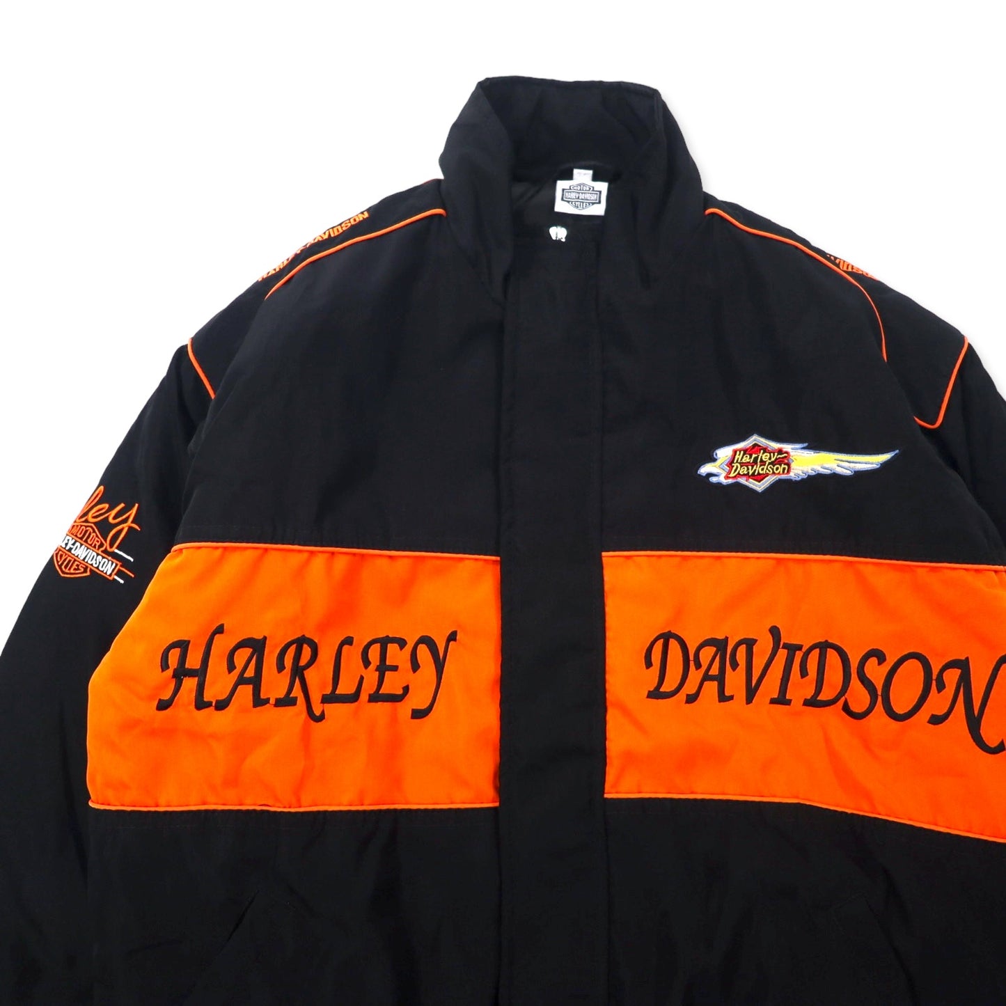 HARLEY DAVIDSON レーシングジャケット L ブラック ナイロン ロゴ刺繍