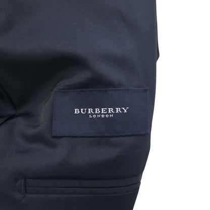 BURBERRY ピークドラペル ダブル テーラードジャケット ブレザー M ネイビー ギャバジン 紺ブレ 金ボタン 羊毛 日本製