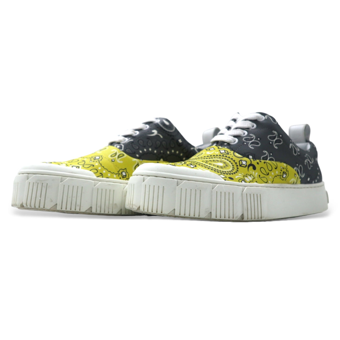 PIERRE HARDY オリースニーカー 23cm イエロー グレー バンダナ柄 レザー GREY-YELLOW BANDANA ポルトガル製