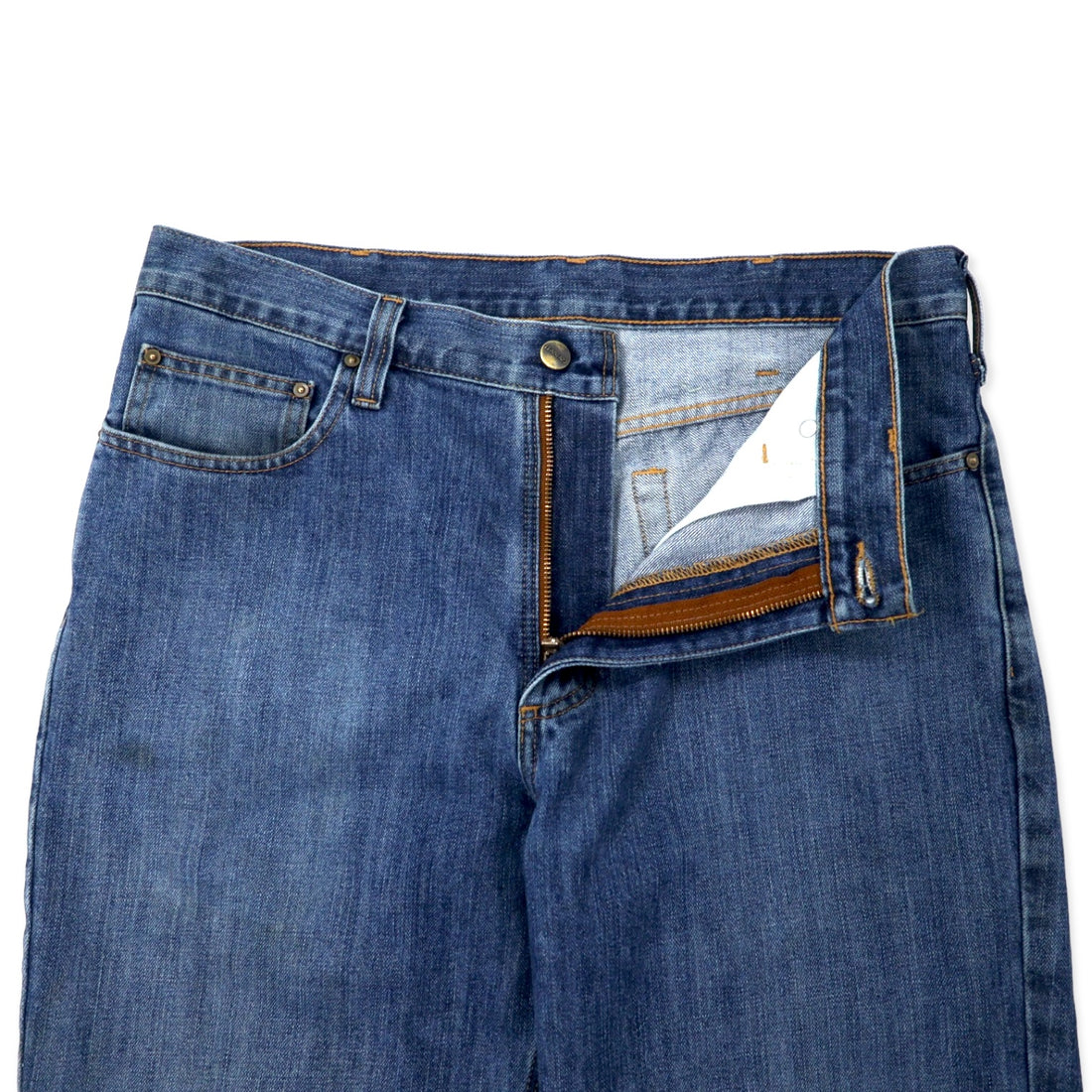 Carhartt Relaxed Fit Denim Pants Size 34 Blue Cotton Zipper Fly 101483-980 Made in Mexico