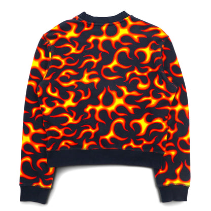 LOVE MOSCHINO ファイヤーパターン スウェット M ブラック コットン トルコ製