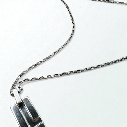 GUCCI トレードマーク Gモチーフ ロゴプレート チェーン ネックレス ペンダント SV925 イタリア製