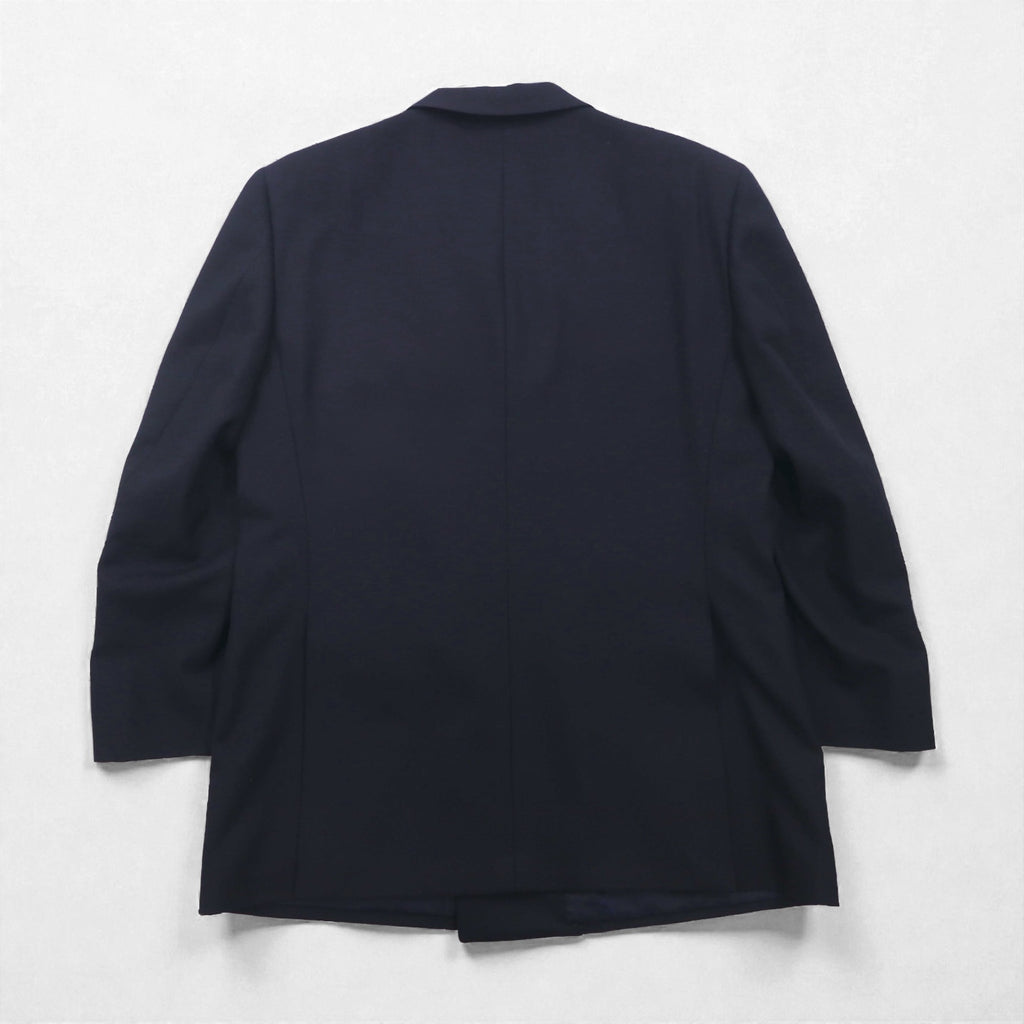 BURBERRY Peak Lapel Double-Breasted Tailored Jacket, Size M, Navy Gabardine, Gold Buttons, Wool, Made in Japan