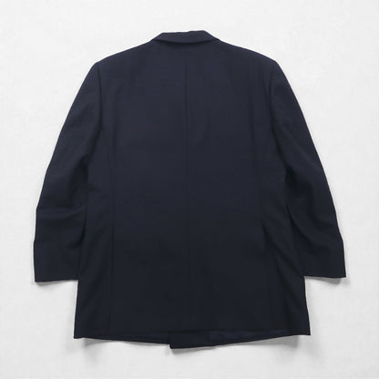 BURBERRY ピークドラペル ダブル テーラードジャケット ブレザー M ネイビー ギャバジン 紺ブレ 金ボタン 羊毛 日本製