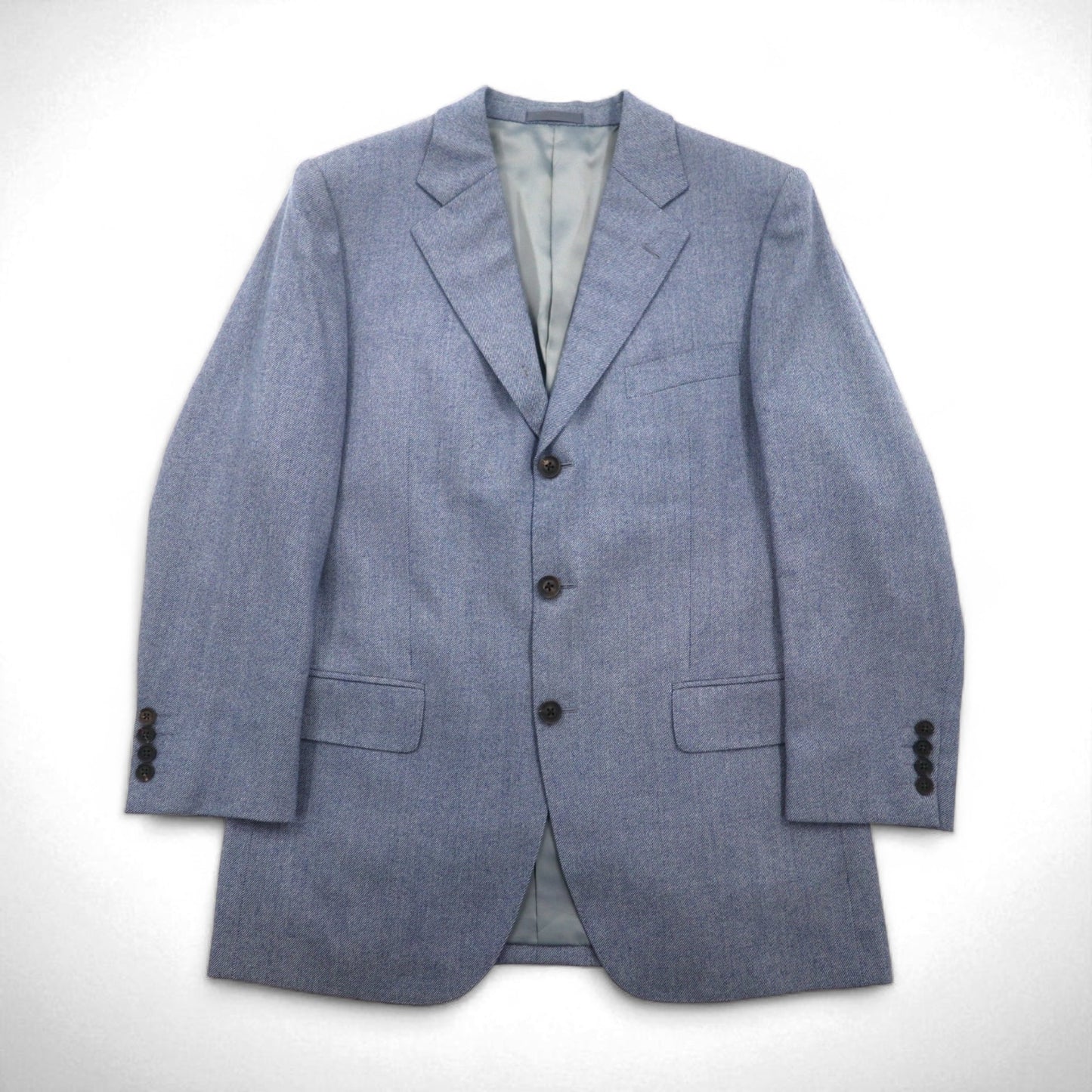 BURBERRY カシミヤ混 3B テーラードジャケット L ブルー ウール 羊毛 日本製