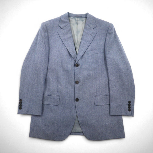 BURBERRY カシミヤ混 3B テーラードジャケット L ブルー ウール 羊毛 日本製