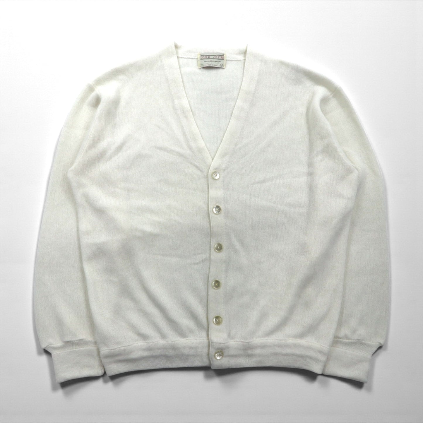 80s USA Vintage Cardigan LORD JEFF カーディガン L ホワイト アクリル 80年代 USA製
